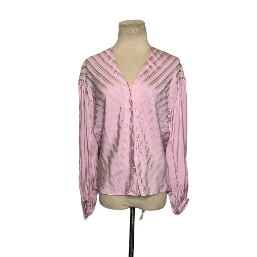 Joie Pink Cadmar Satin Button Long Sleeves Blouse size XXS